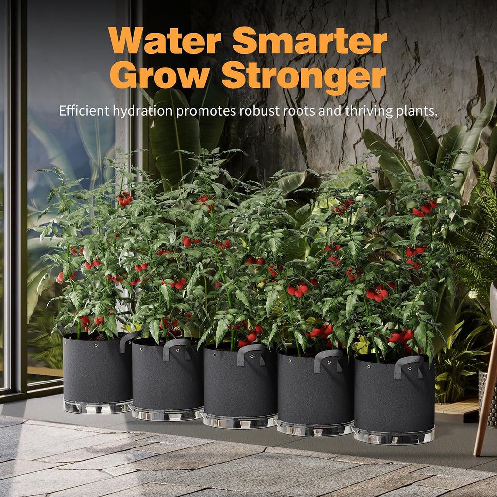 Patigrow Self-Watering Grow Bags, 5-Pack 5 Gallon 420G Thick Nonwoven Fabric Pots with Reinforced Handles and