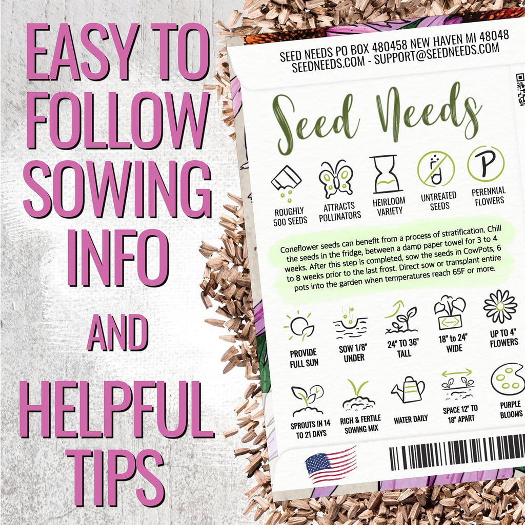 Seed Needs Purple Coneflower Seeds to Plant Echinacea Flowers 10 Pack
