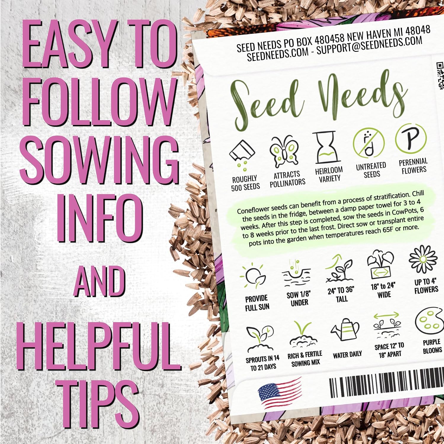 Seed Needs Purple Coneflower Seeds to Plant Echinacea Flowers 10 Pack
