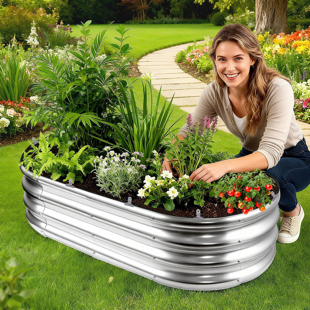2 Sets 4 x 2 x 1 ft Raised Garden Bed Liner Bag, Breathable Grow Bed Fabric Liners with Clips and Gloves, Garden Box