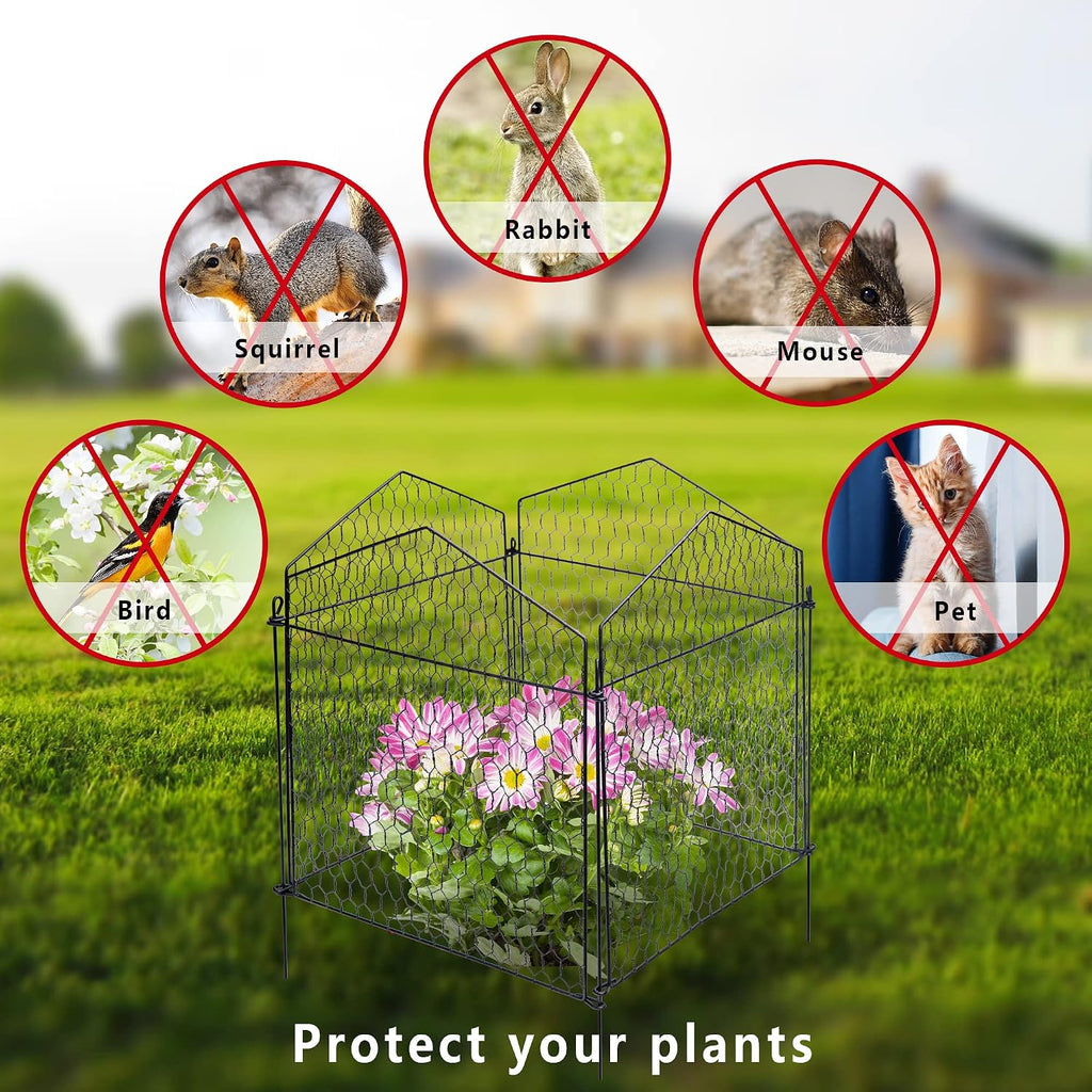 DECOHS 4 Packs Chicken Wire Cloche Plant Protectors from Animals Garden Plant Cage Protector - Wire Plant Protectors to