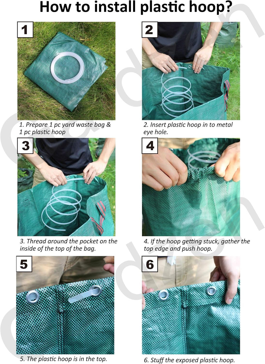 Gardzen 3 Pack 72 Gallon Garden Waste Bags Reusable Heavy Duty | Gardening Bags for Lawn, Pool and Yard Cleanup