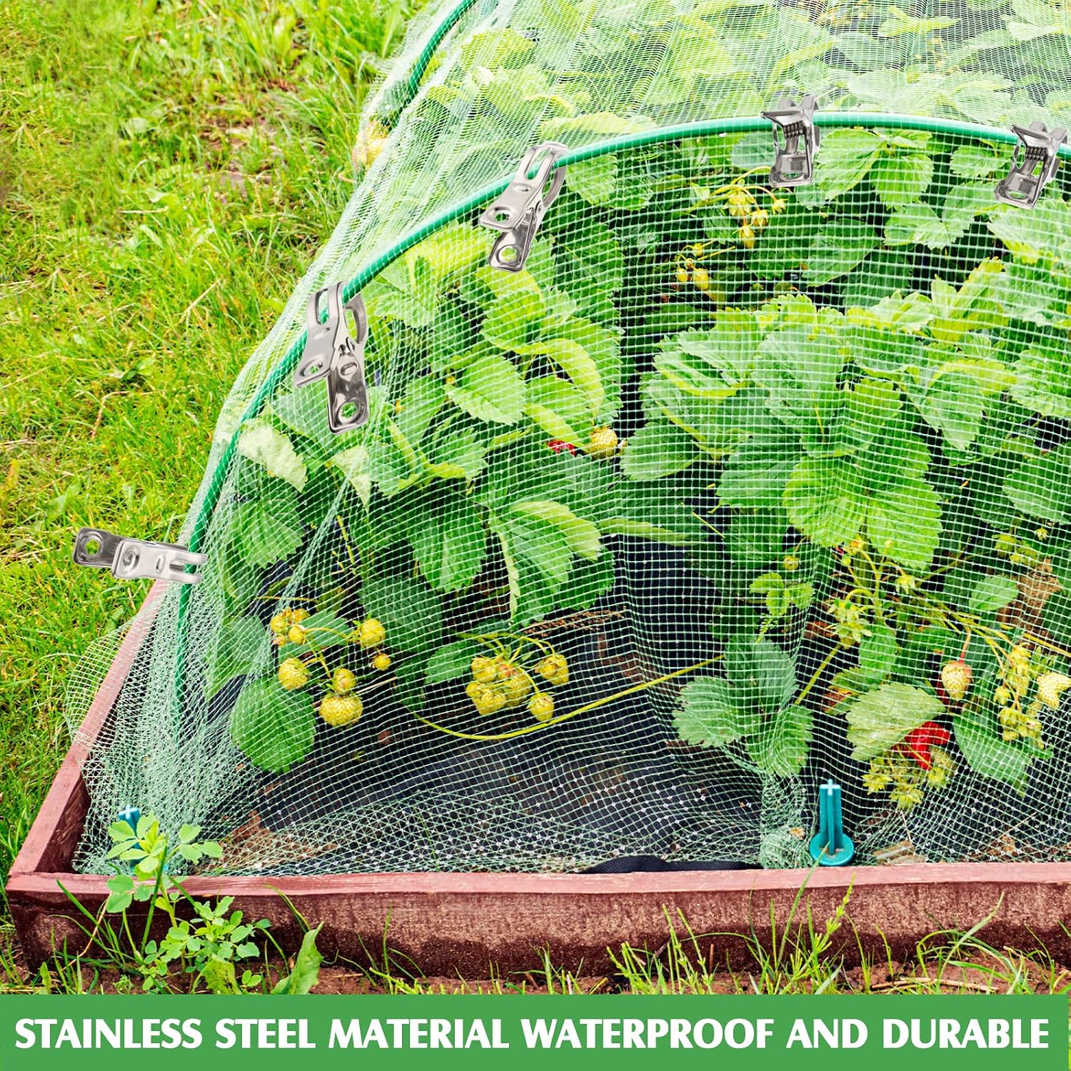 200 Pcs Garden Clips 2 Inch Stainless Steel Small Greenhouse Clamps for Netting Shade Cloth Clips Bulk Plant Metal