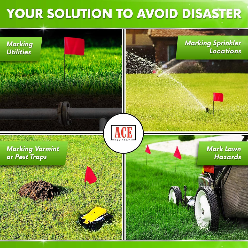 Red Marking Flags 1000 Pack - 4x5x30 Inch Red Flags for Yard - Markers For Lawn, Irrigation, Landscaping, Survey &