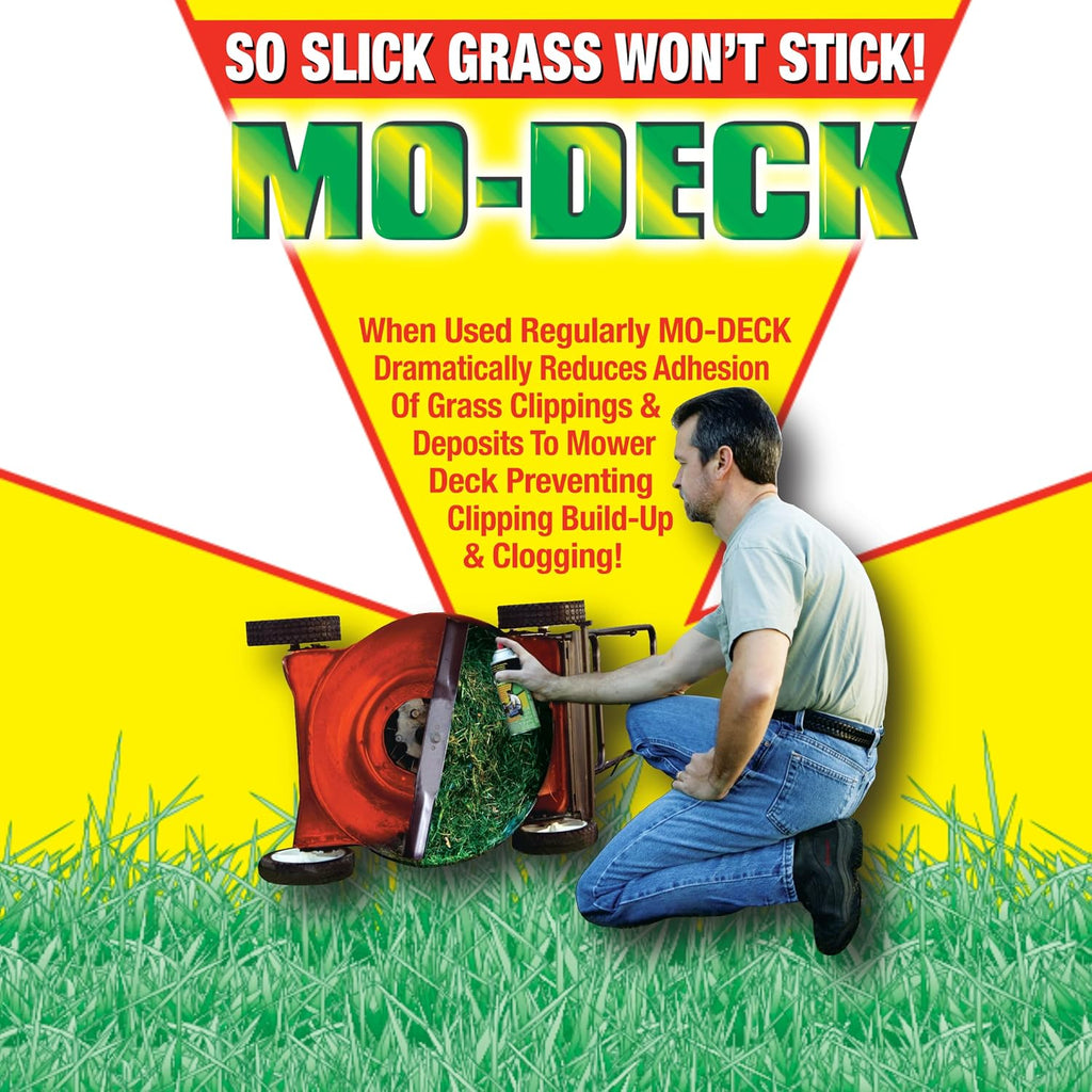 Mo Deck Lawn Mower A Nonstick Spray with Scraper Tool – Pressurized, Deters Grass & Clipping Buildup, Reduces Clumping
