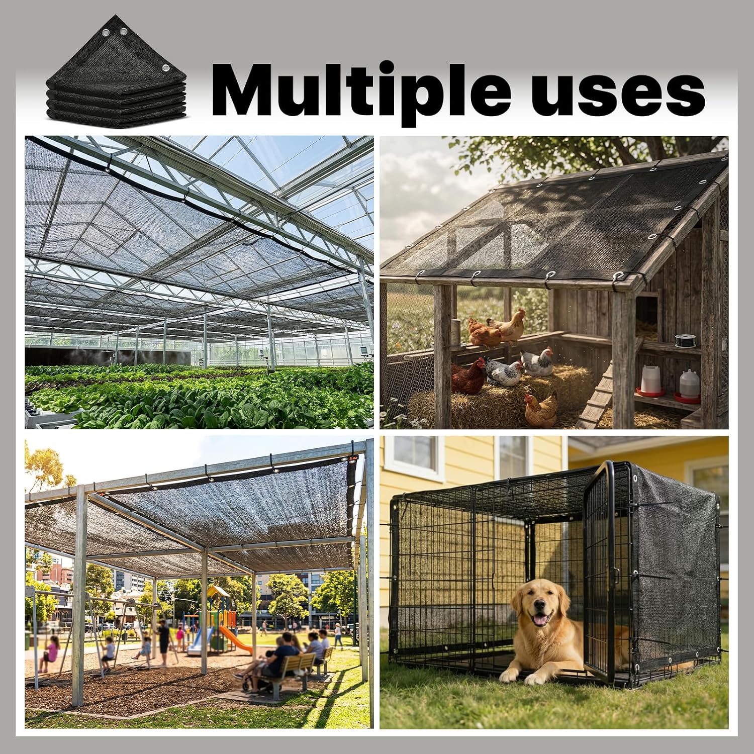 Amgo 30% Black Shade Cloth, 8FT x 16FT Mesh Tarp, Black Sun Shade Netting with HDPE Material and Heavy Duty Grommets