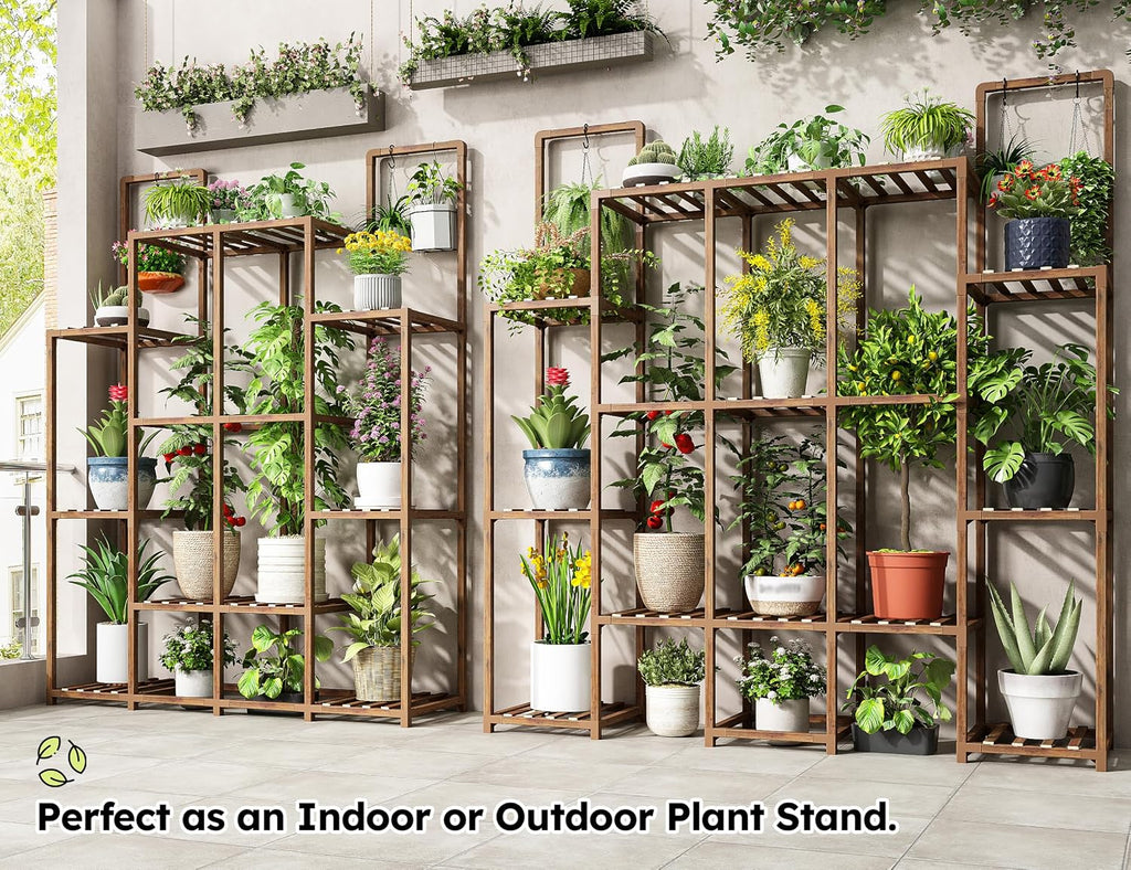EnHomee 56" W Large Plant Stand with 13 Tiers, Living Room and Patio | Holds 18–22 Pots, Plant Lovers, Carbonized