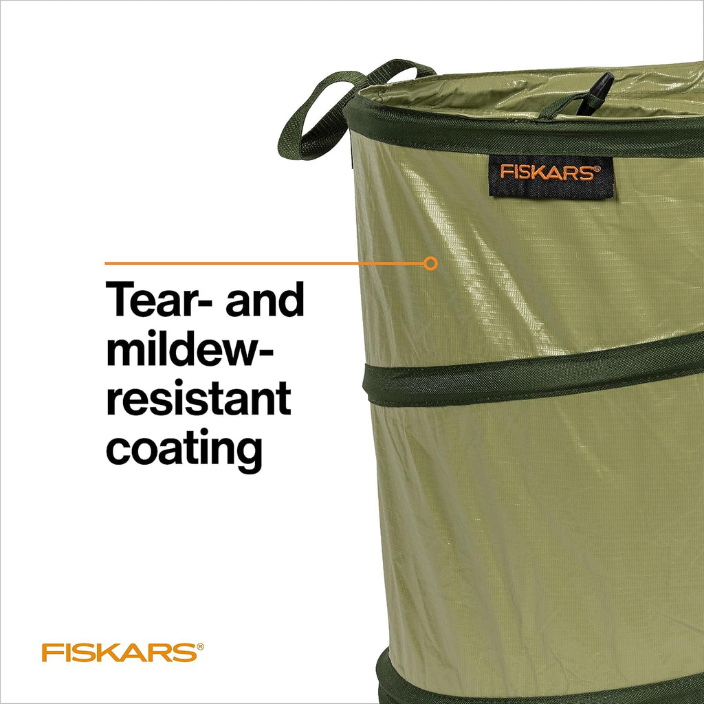 Fiskars 30-Gallon Kangaroo Collapsible Pop Up Garden Bag for Yard Waste | Reusable Container & Leaf Bag for Grass