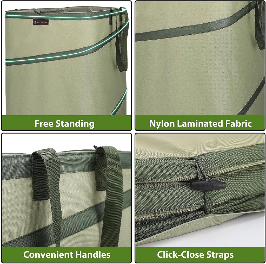 YUDI & GARDEN 46 Gallon Square Collapsible Yard Waste Containers | Collapsible Trash Can, For Collecting Weeds, Leaf
