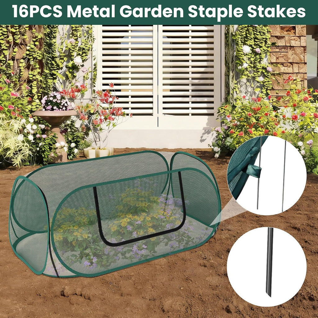 2-Pack Raised Garden Bed Covers, 45" x 22" x 17" Mesh Crop Cage, Pop-Up Plants Cover with 30% Shade Cloth for Seedlings