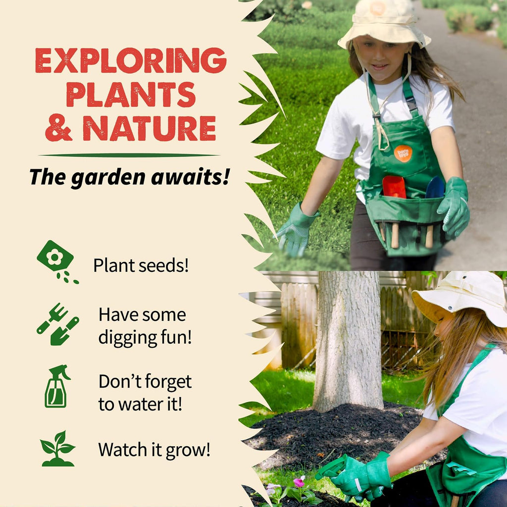 Gardener Costume Kids Outfit with Toddler Gardening Tools, 3+ | Includes machine washable apron, gloves, hat, trowel
