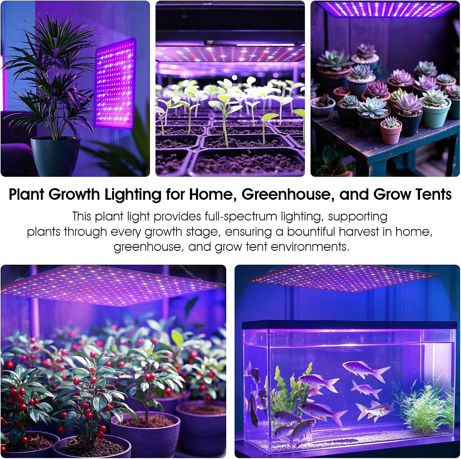 2 Pack LED Grow Light Panel Full Spectrum Lamp for Indoor Plants | with White Blue Red UV IR LEDs for 4x4ft Coverage