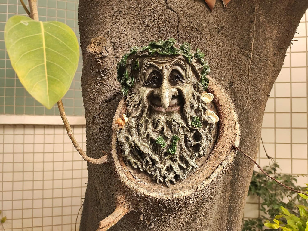 Old Man Tree Face Decor Sculpture Flower Planter Pot by Waterproof Resin, for Indoor, Outdoor, Home Decor, Garden