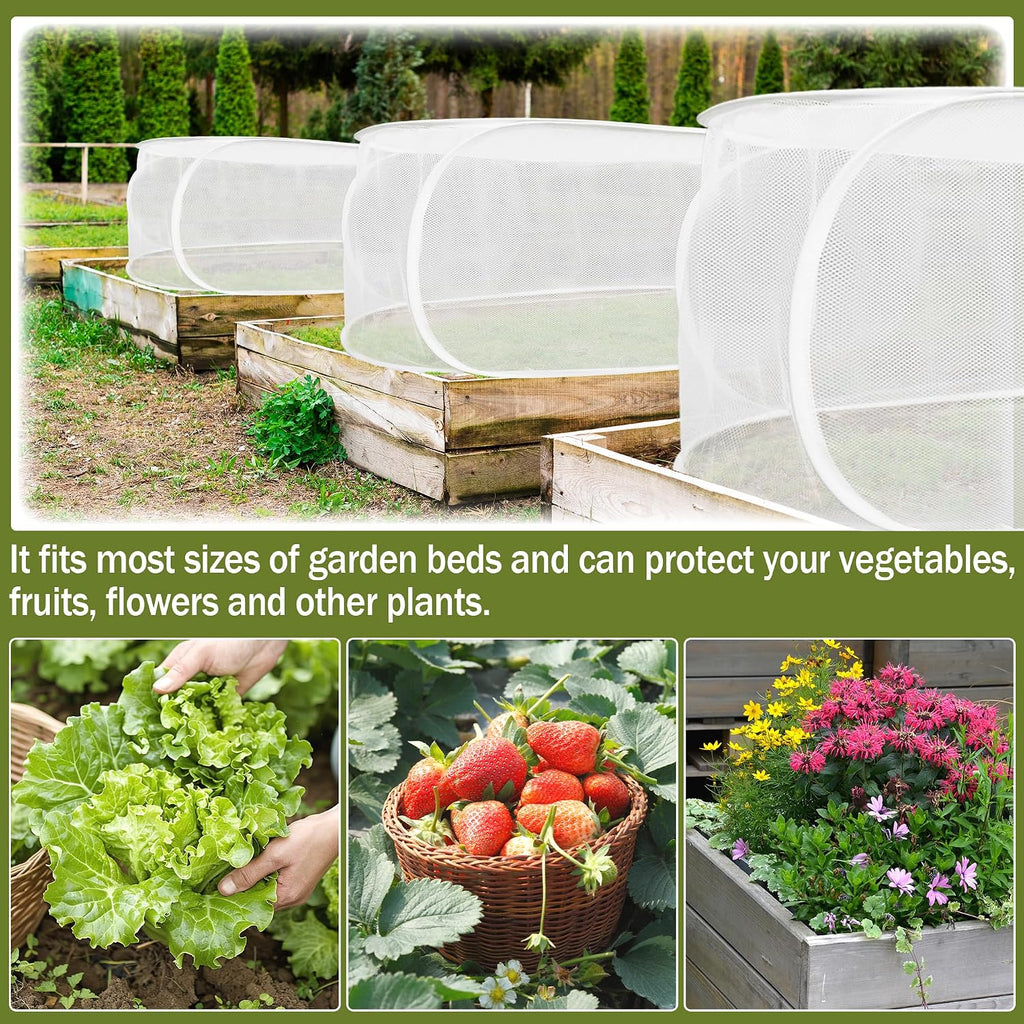 2PCS 47" x 21" x 17" Garden Netting for Raised Beds, Foldable Raised Garden Bed Cover with Ground Nail, Raised Bed