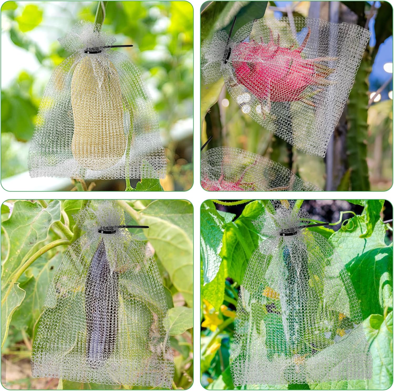 20 Pcs 8 x 12 Inch Stainless Steel Fruit Protection Bag, Wire Cover Bag | Reusable Vegetable Barrier Wire Bags, Fruit