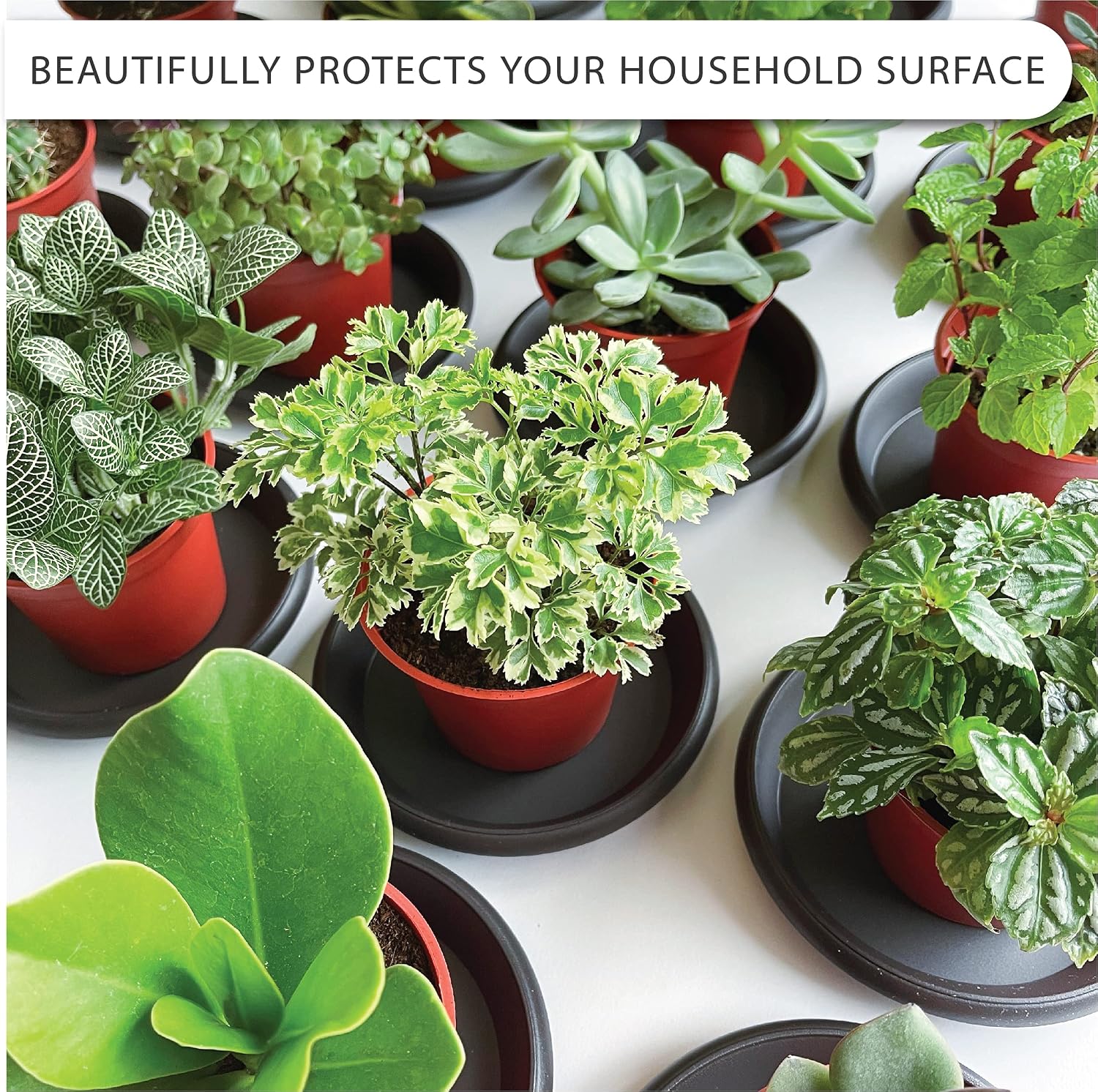 Plant Saucer 6 Pack Drip Trays Planter Pot Base Heavy Duty Plastic Drainage Tray for Indoor Houseplants Outdoor Garden