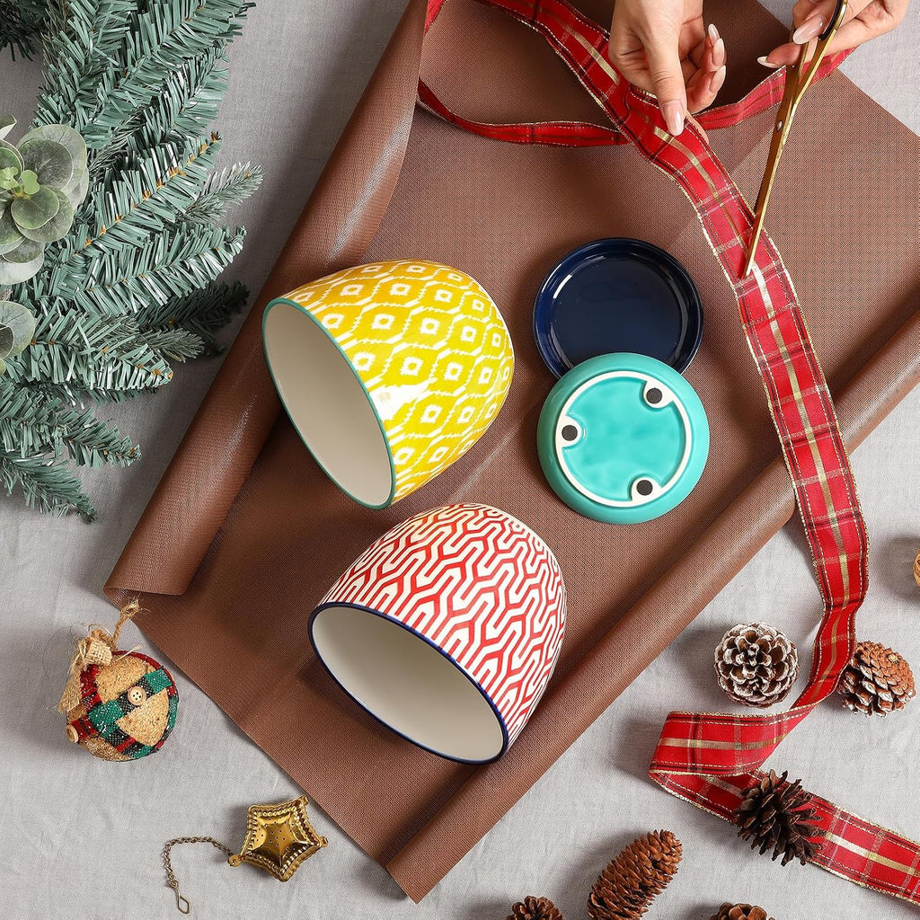 Selamica Ceramic Plant Pots, 5.6 Inch Flower Pots for Indoor Plants, Planters with Drainage Hole and Saucer, Garden