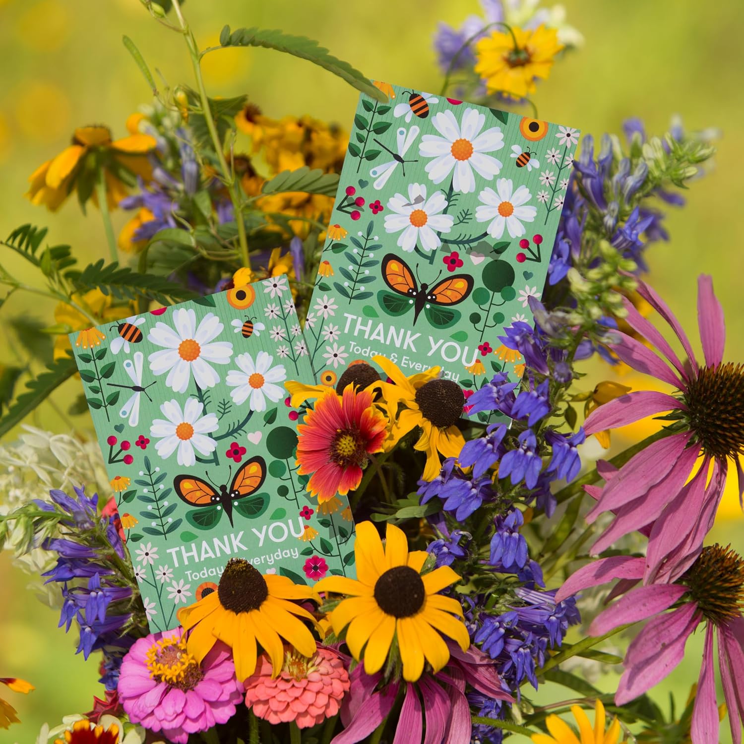 Thank You Packet - Pollinator Flower Mix - 25 Seed Packets - Perfect Eco-Friendly Thank You Gift - Non GMO Seeds, Green