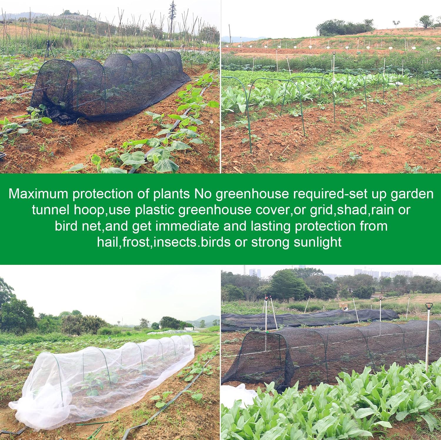 Greenhouse Hoops for Raised beds ,8 Sets Garden Hoops of 41.3'' x 31.5'' Detachable Rust-Free Garden Tunnel for Garden
