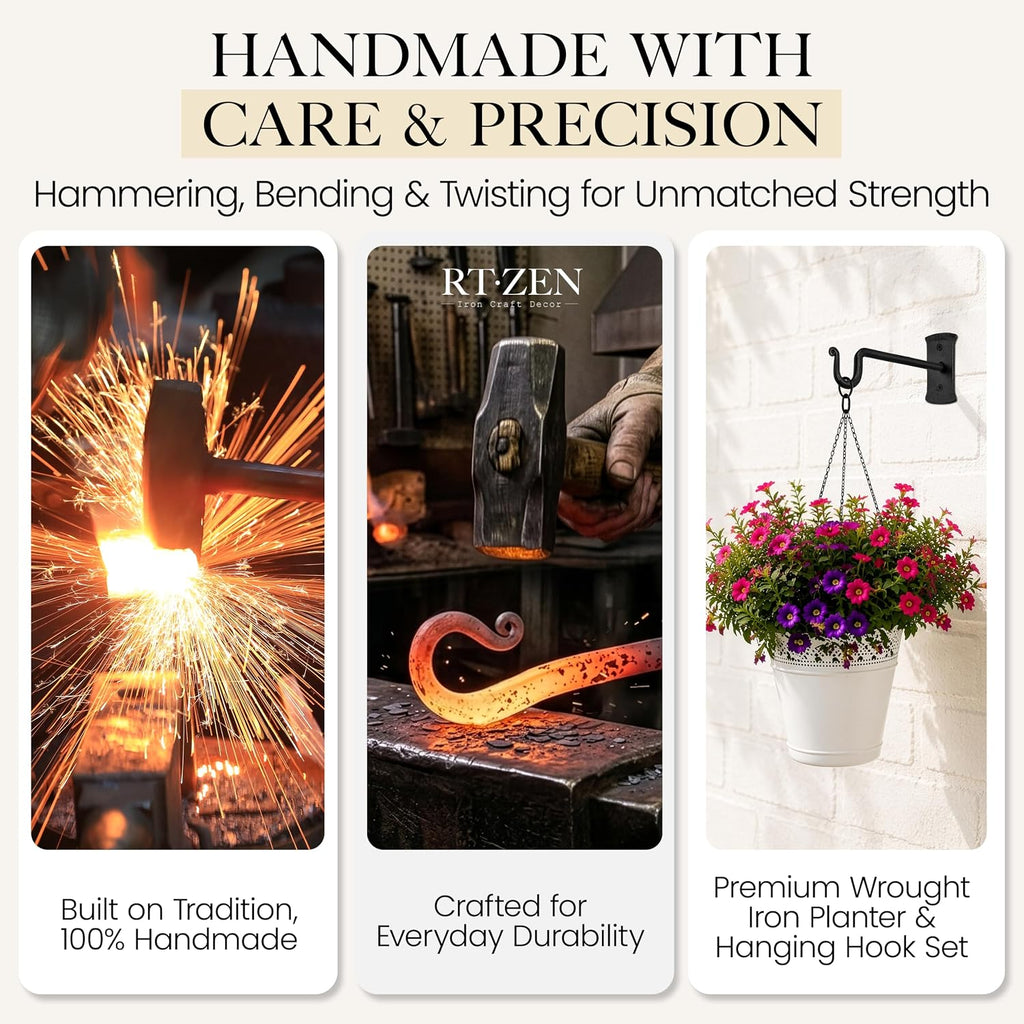 Plant Hangers Outdoor or Indoor Heavy Duty Wall Bracket Hooks | Wrought Iron Metal Hanger Indoor Hook for Hanging