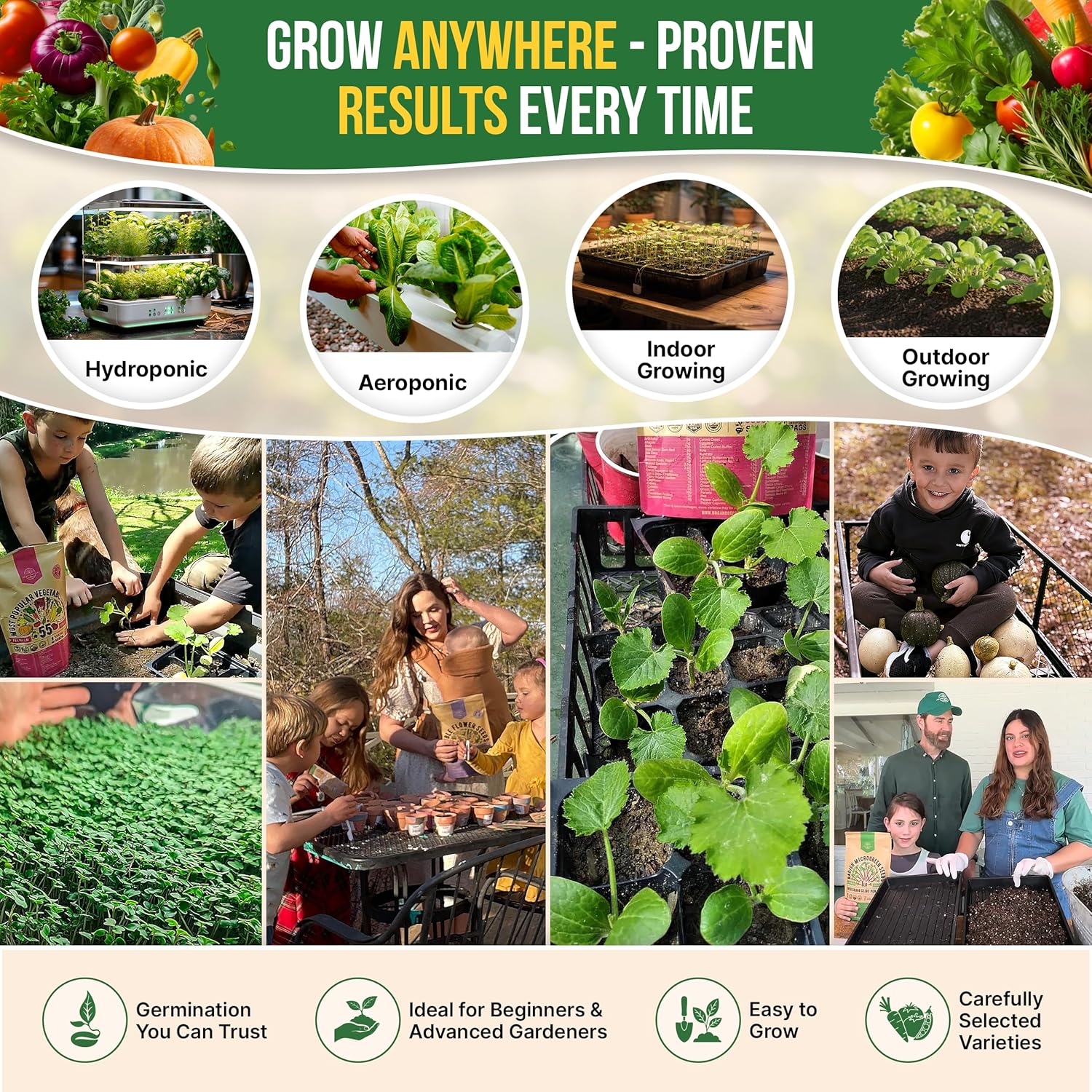 75 Vegetable & Greens Seeds Variety Pack, Garden Seed Starter Kit - Over 44,700 Non-GMO Heirloom Seeds for Planting