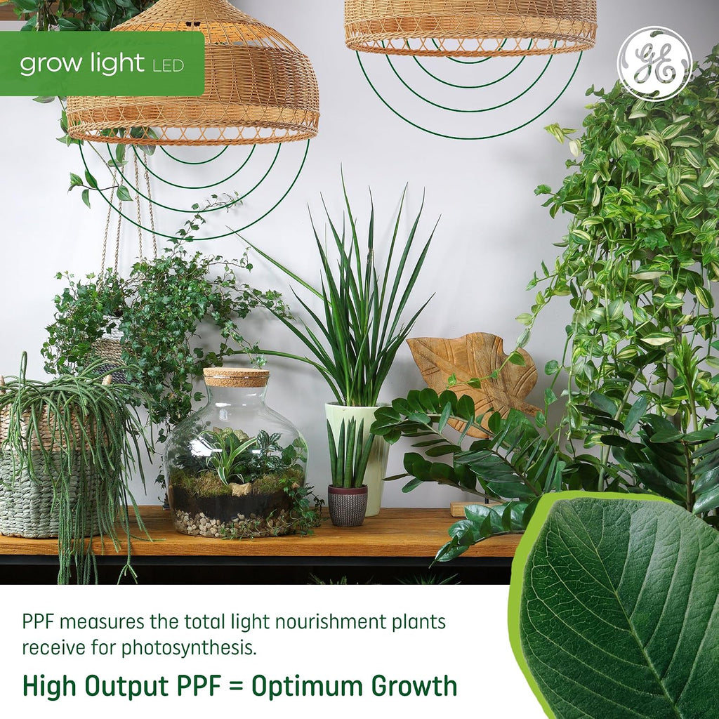 GE Grow Lights for Indoor Plants, A19 LED Light Bulbs for Flowers and Fruit with Advanced Red Light Spectrum, White