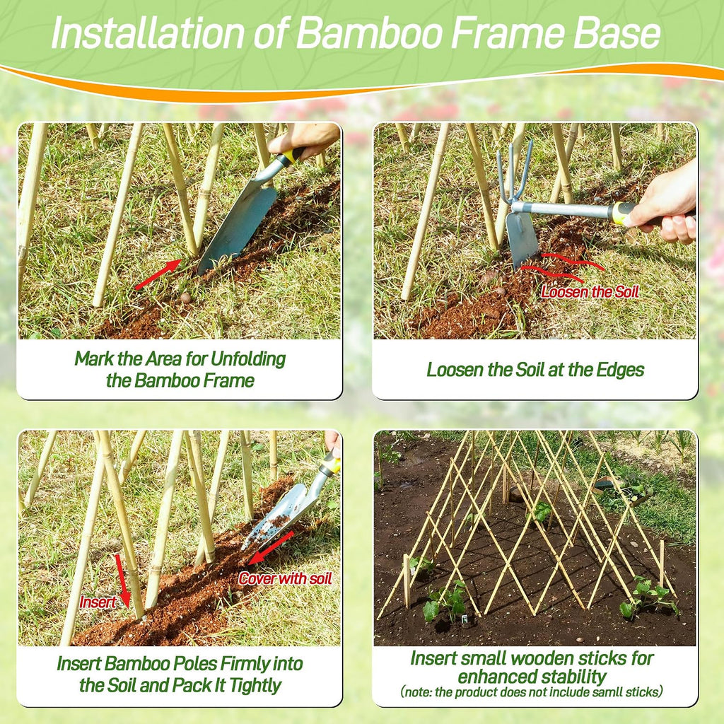 4ft Expandable Bamboo Teepee Trellis for Climbing Plants, Self-Standing Natural Bamboo Trellis for Plant Support