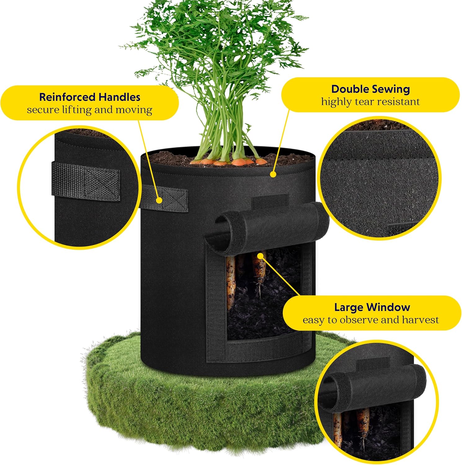 iPower 10-Pack 7-Gallon Potato Grow Bags Thickened Non-Woven Aeration Fabric Container Planter Pots with Handle, Access