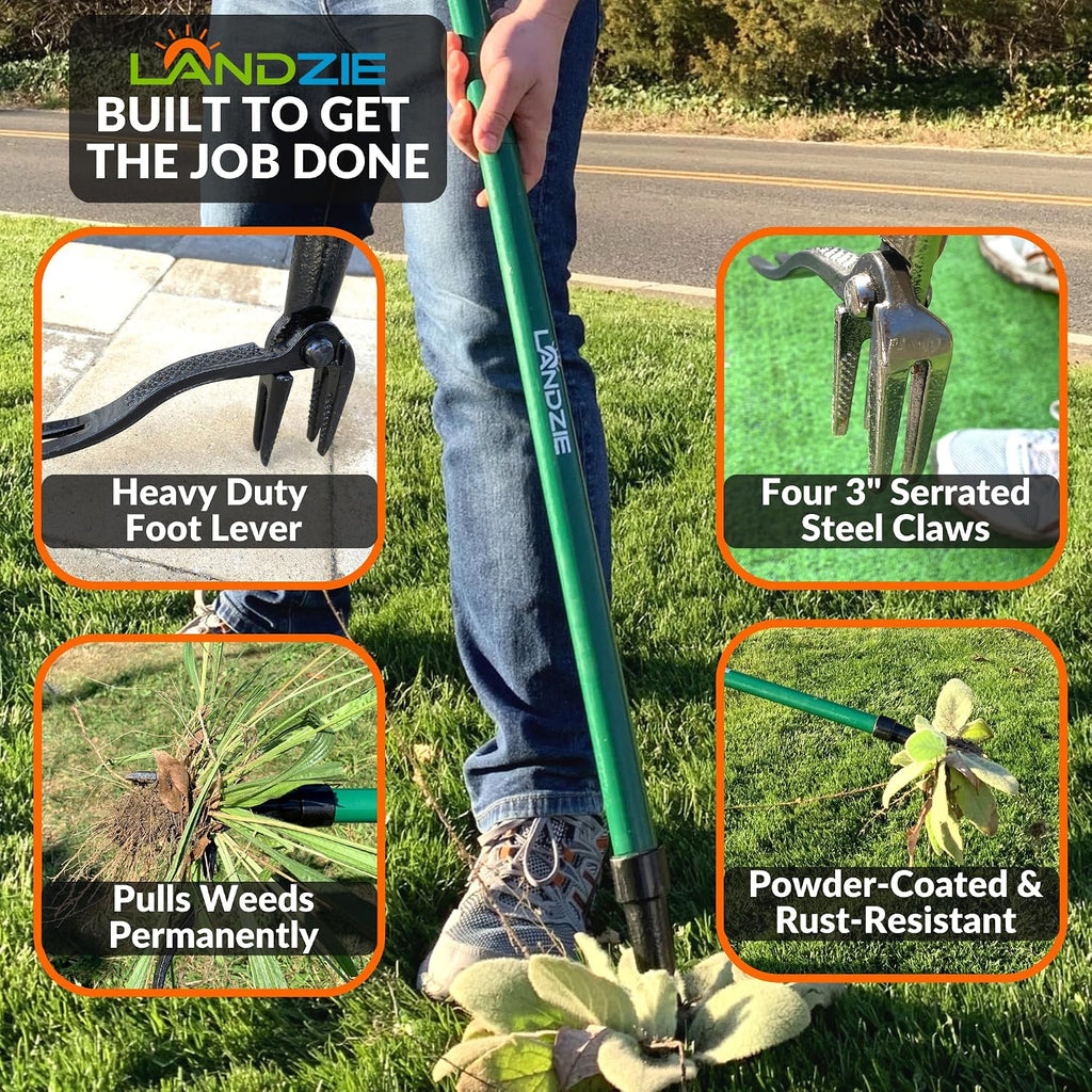 Weeder Weed Puller Tool, 55 Inch Steel Stand Up Weed Puller with Long Handle