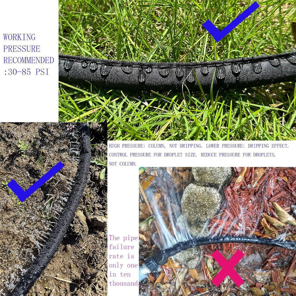 Secbulk 2026 Flat Soaker Hose 75 ft for Garden, 75' Linkable Drip Hose Diy Garden Irrigation System Saving 80% Water