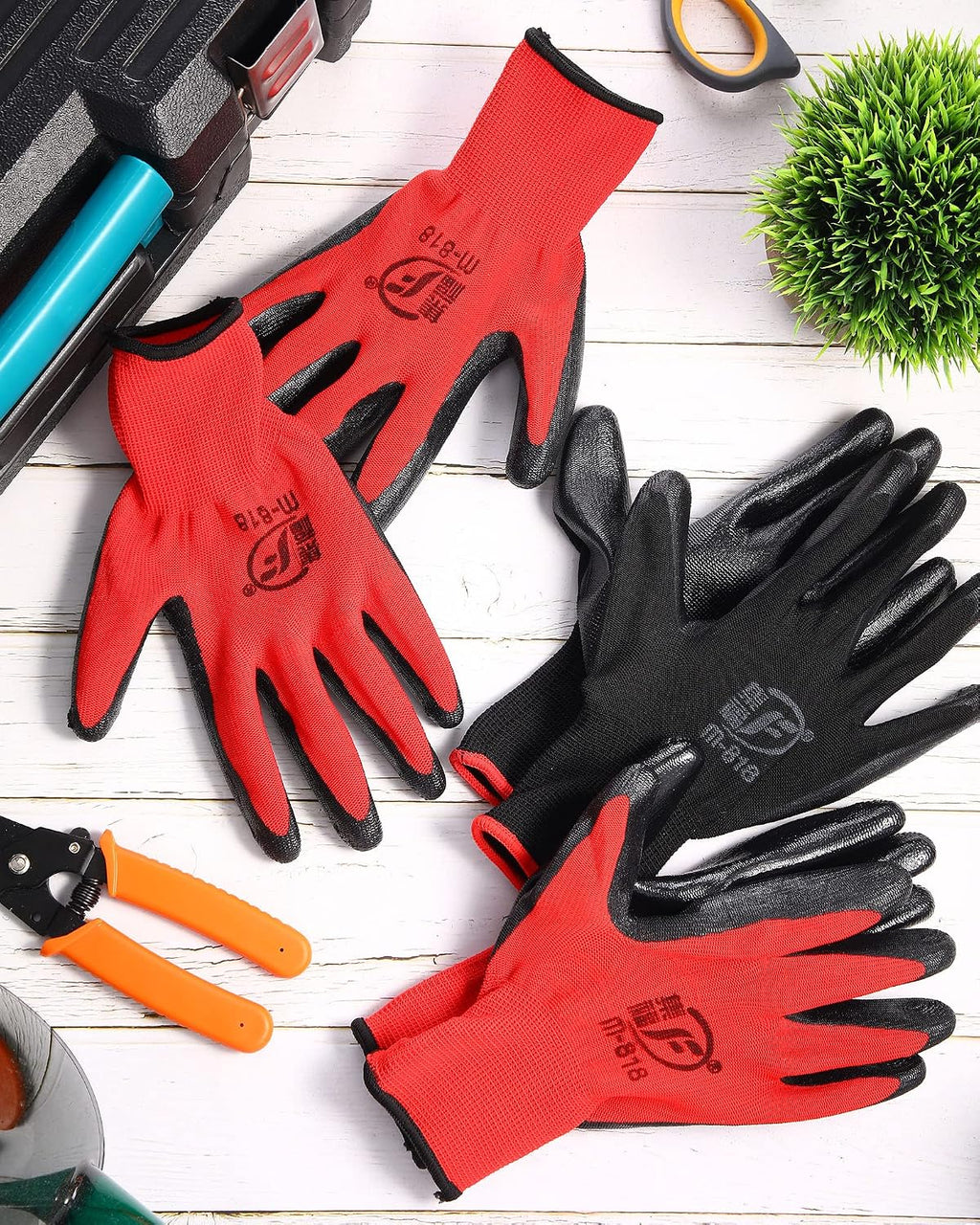 Nuogo 48 Pairs Gardening Gloves for Men Women Rubber Coated Safety Work Gloves Bulk for Gardening Construction Work