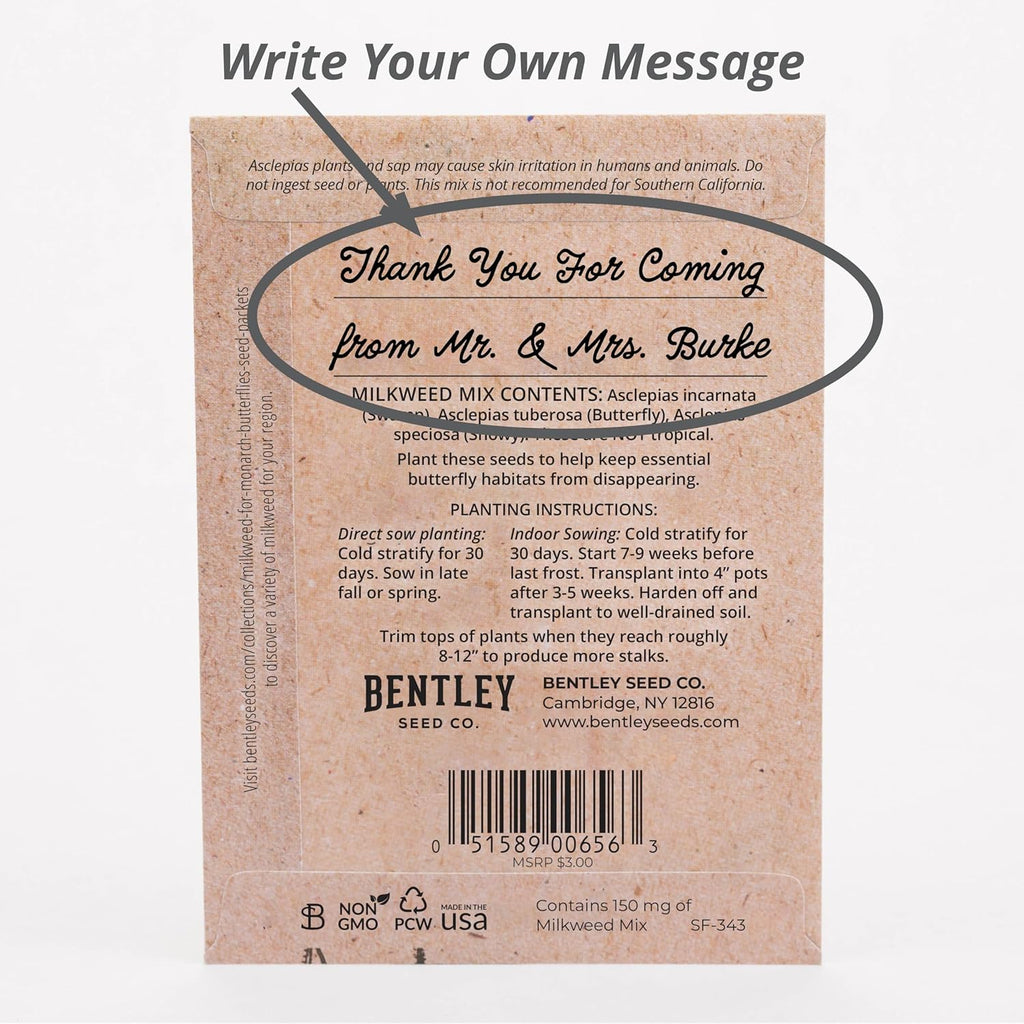 Bentley Seeds Co. Seed Packets for Planting - Party Favors for Indoors and Outdoors Gardening - Non GMO, Non-Coated