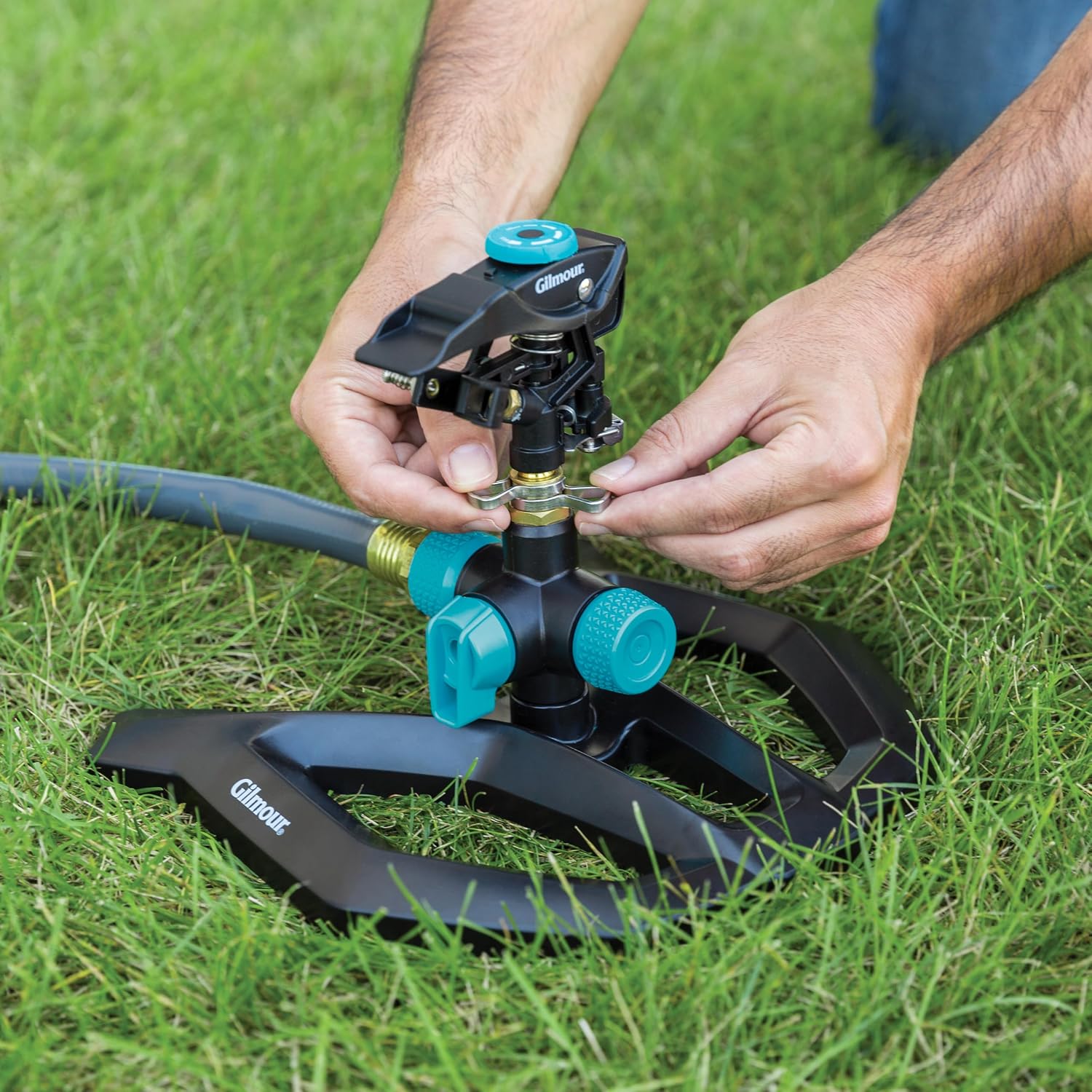 Gilmour Heavy Duty Circular Water Sprinkler, Rotating Sprinkler Head with Adjustable Spray Pattern, Lawn Sprinkler for