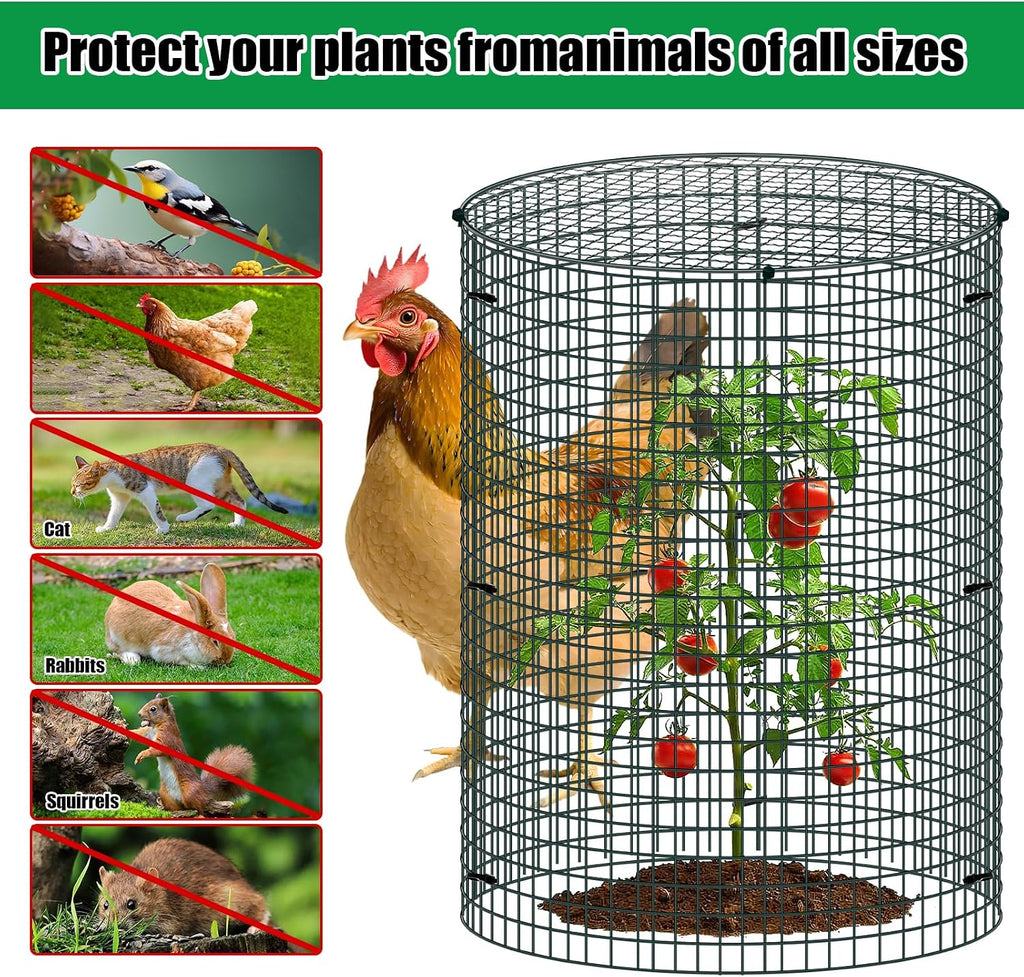10 Pack Wire Plant Protector with Cover, 16"x12" | Detachable Metal Plant Protectors Mesh, Garden Plant Protectors for