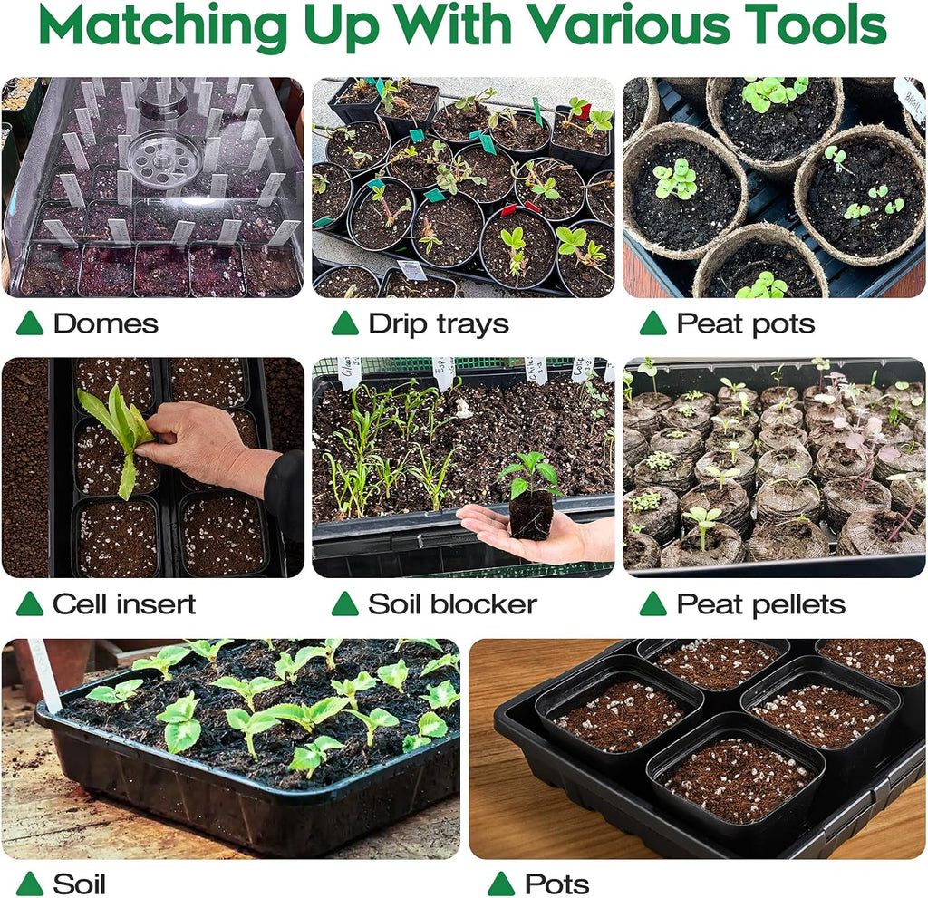 ZJP 20 Pack Extra Thick 1020 Heavy Duty Seed Starter Trays - No Holes, Reusable, 2.44 in Deep, Plastic Plant Growing