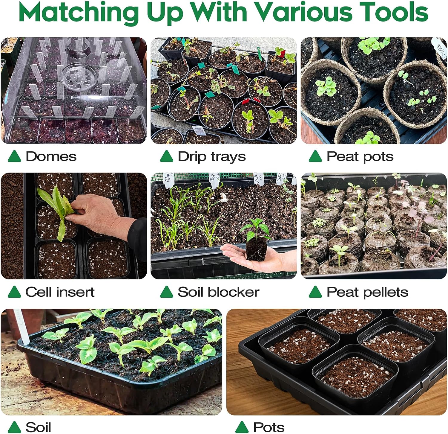 ZJP 20 Pack Extra Thick 1020 Heavy Duty Seed Starter Trays - No Holes, Reusable, 2.44 in Deep, Plastic Plant Growing