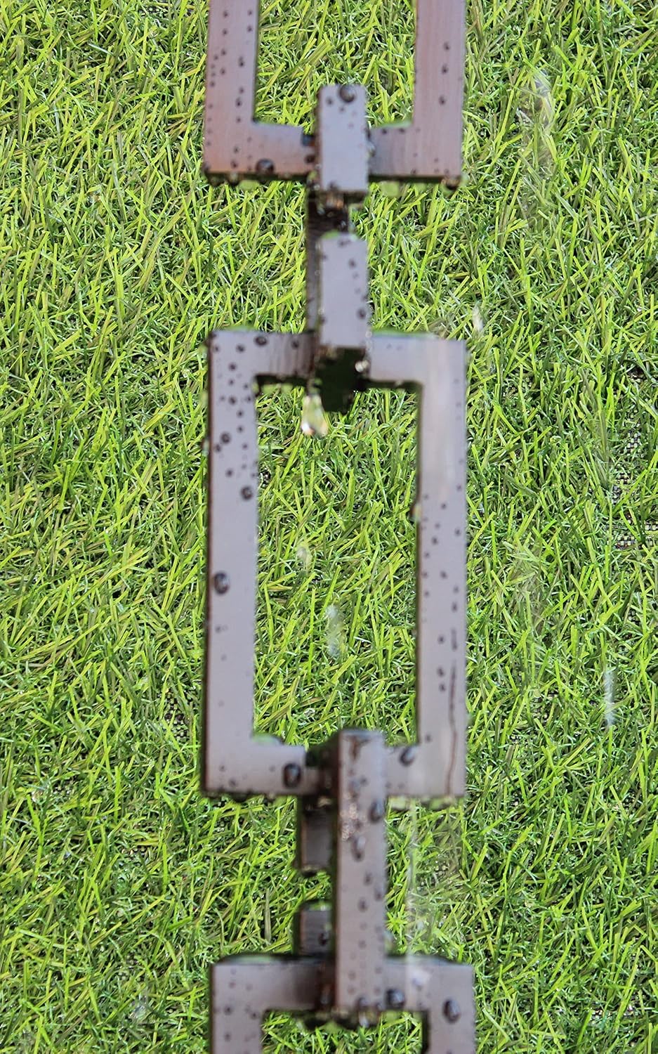 KAM Home Aluminium Artware Rectangle with Square Rain Chain with Installation Kit (Black, 8.5)