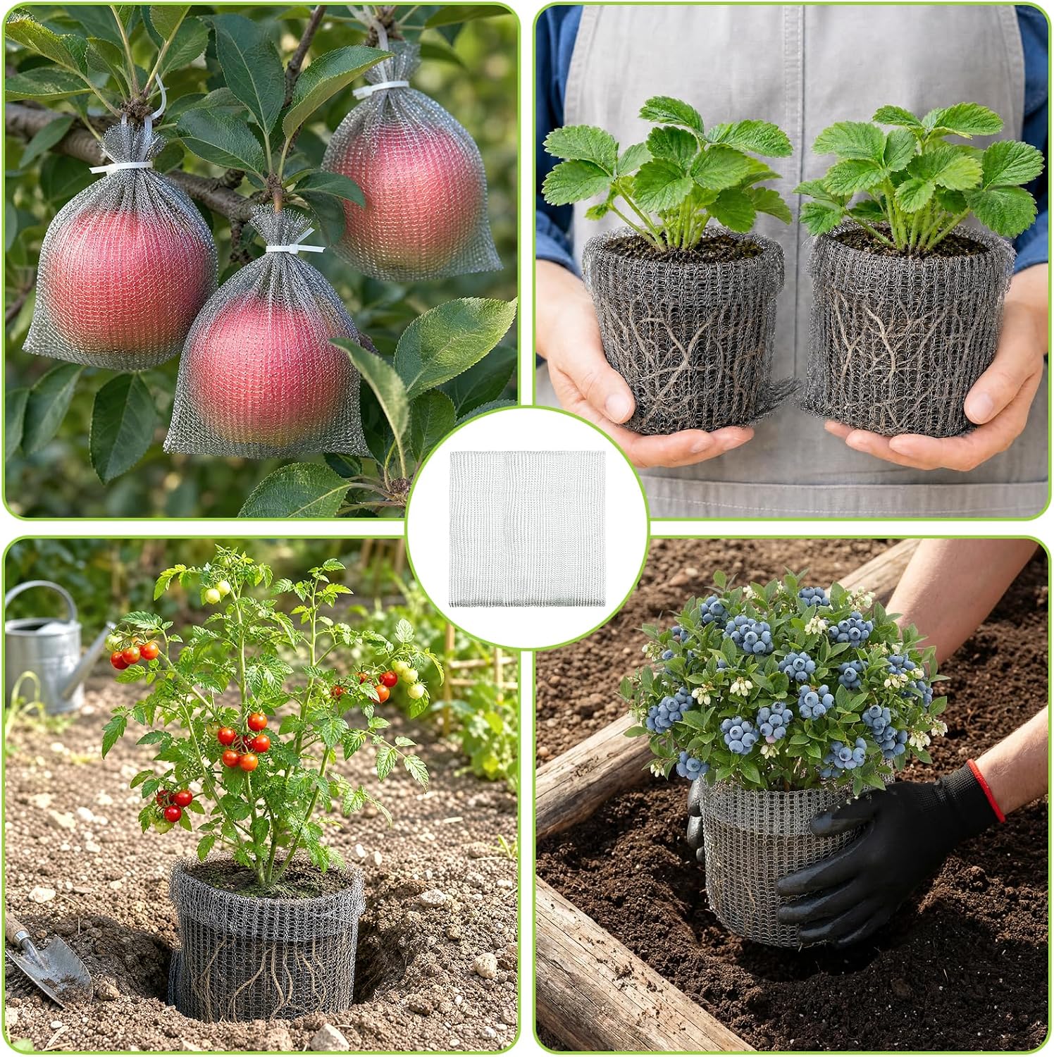 8 Pcs Gopher Baskets, 15 Gallon Root Guard Gopher Proof Stainless Wire Steel Baskets, Metal Fruit Protection Bags