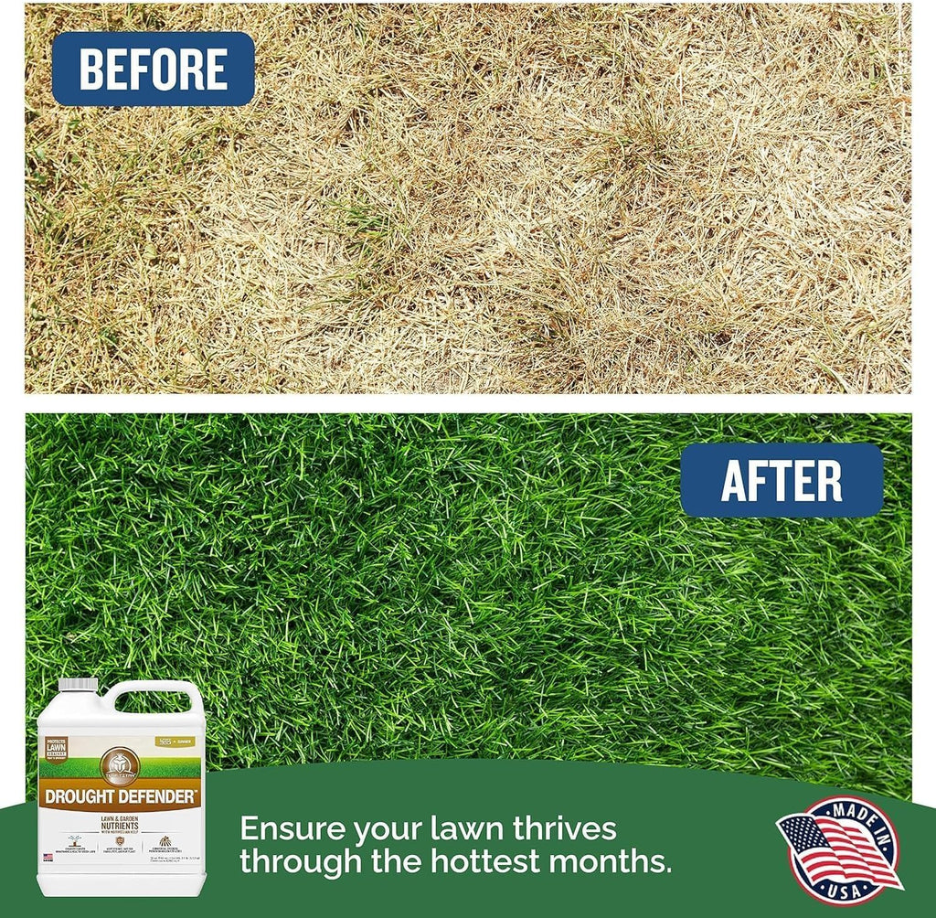 Turf Titan Drought Defender Liquid Lawn Treatment (32 oz) with Hose End Sprayer – Helps Lawns Stay Green in Extreme