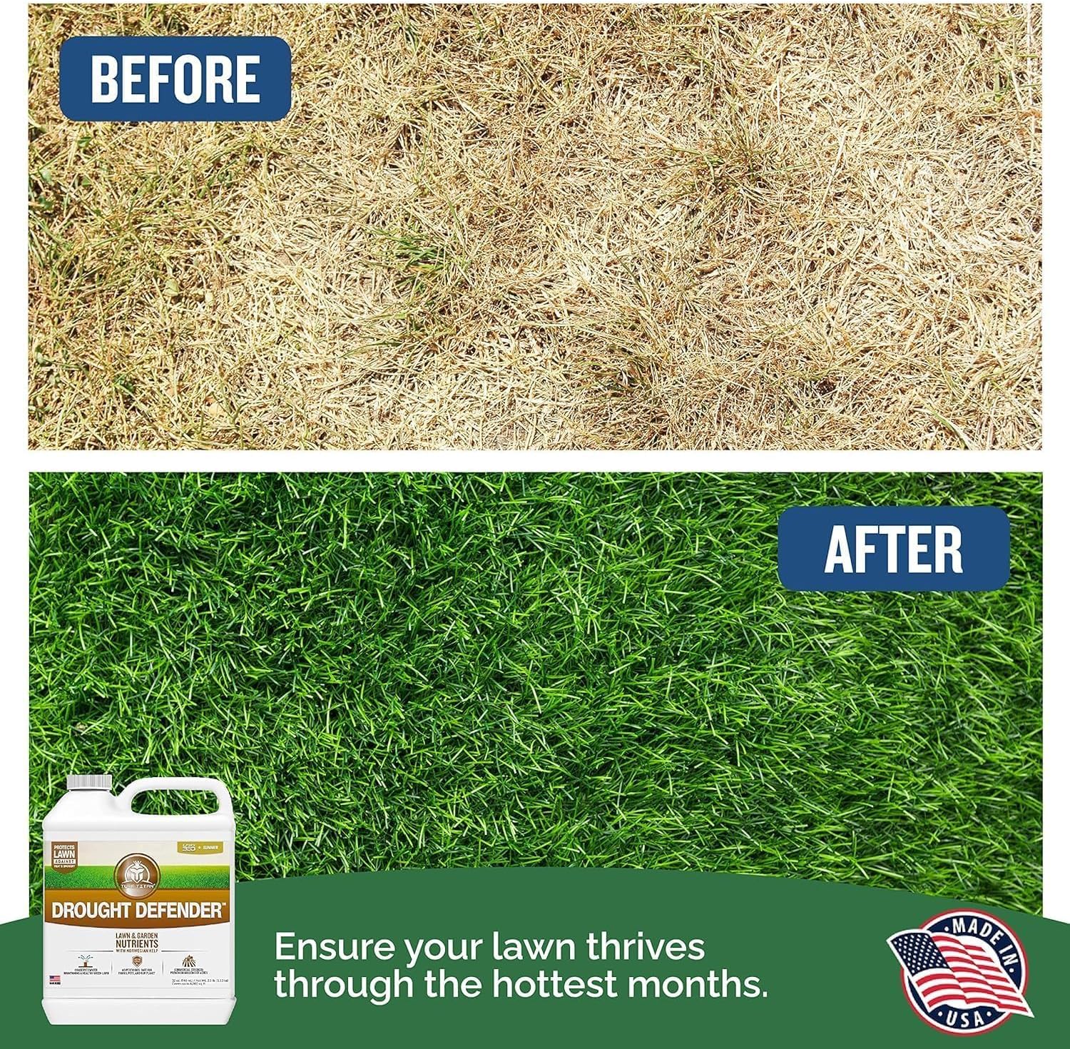 Turf Titan Drought Defender Liquid Lawn Treatment (32 oz) with Hose End Sprayer – Helps Lawns Stay Green in Extreme
