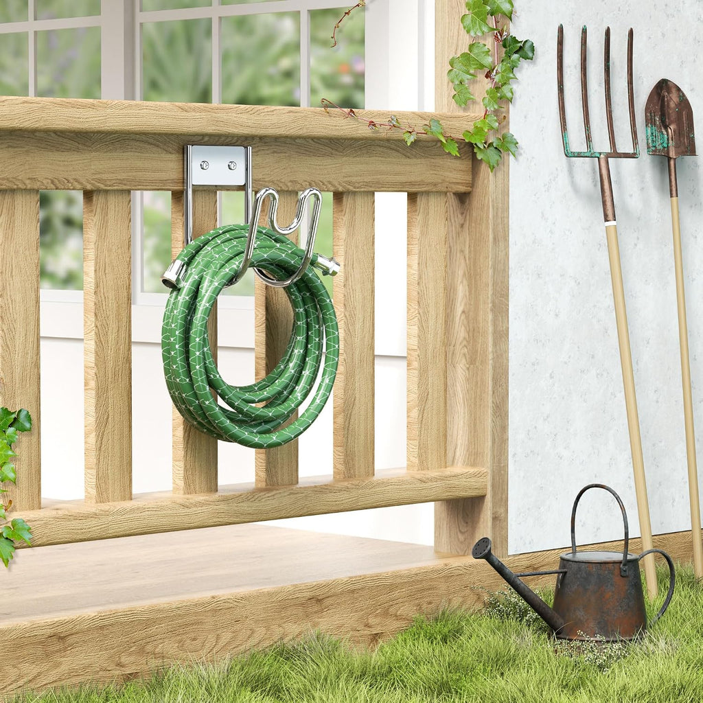 Stainless Steel Garden Hose Holder - Silver SS304 Water Hose Holder - Wall Mounted Hose Hanger Heavy Duty for Water