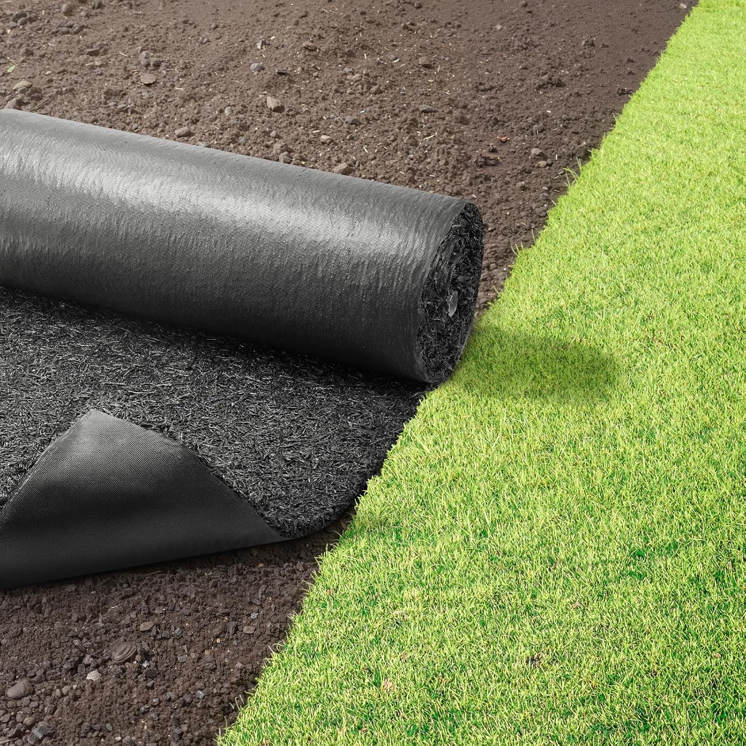VEVOR Rubber Mulch Mat Roll, 96 x 22 in Recycled Rubber Mulch Mat, 0.5 Thick Cuttable, Reduced Weed Growth