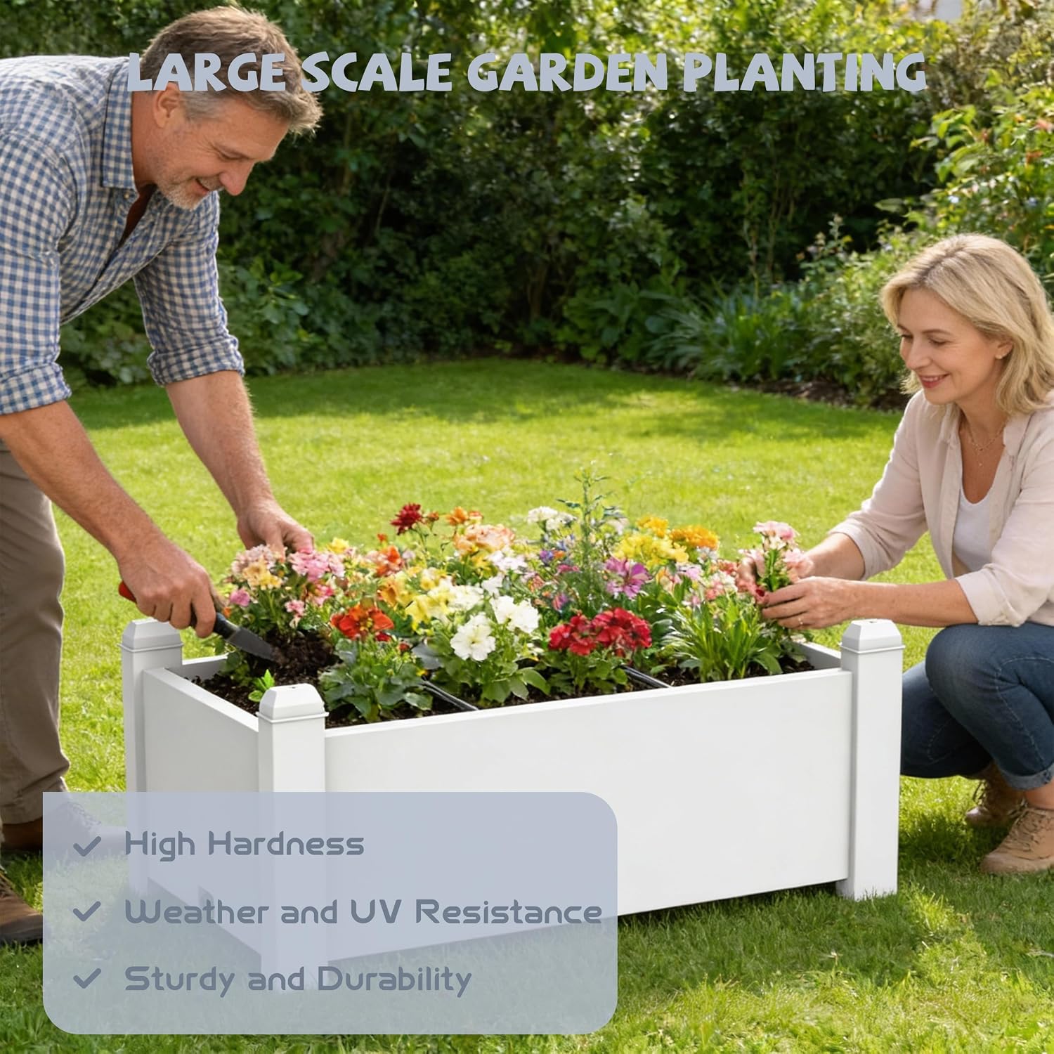 Vixzen Outdoor Resin Raised Planter Box, Rot-Resistant Non-Cracking, Divisible with Drainage Plug for Vegetables