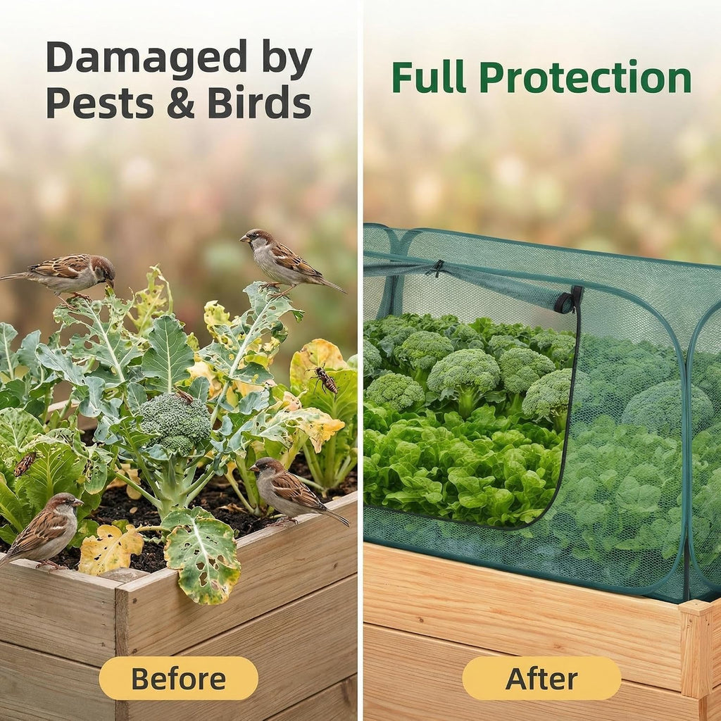 1Pack Raised Garden Bed Covers, Pop Up Mesh Plant & Vegetable Cover,30% Sunblock Plant Shade Tent, Outdoor Planter