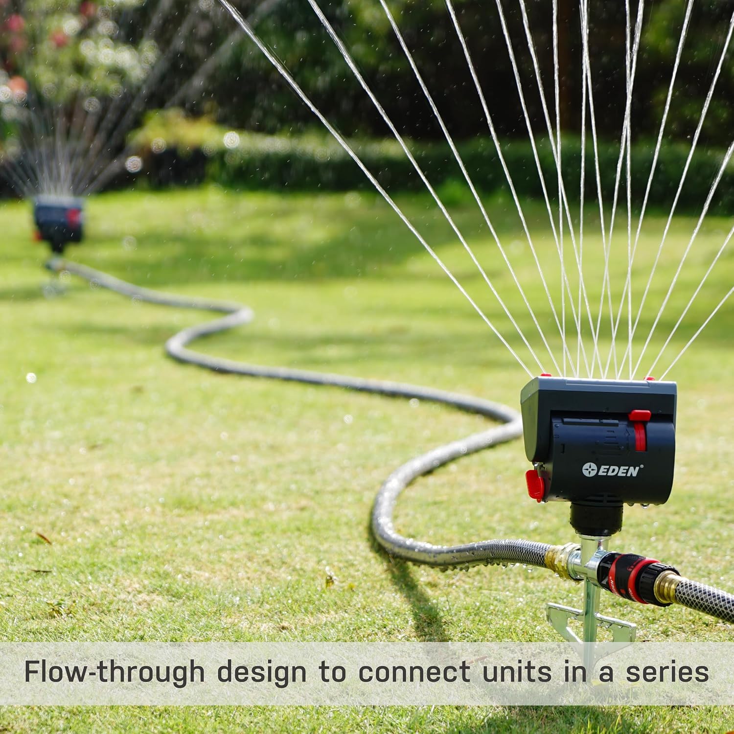 Eden 94145 4-Way Adjustable Mini Turbo Oscillating Sprinkler with Step Spike Gear Drive, Heavy Duty, Gardening Watering
