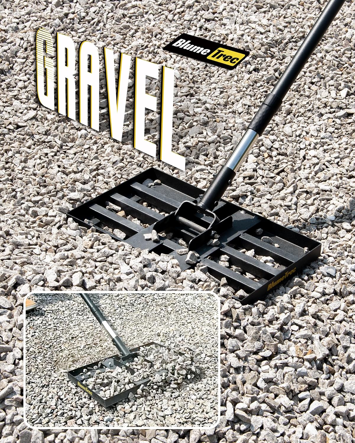 Lawn Leveling Rake, 17"x10" Heavy Duty Sand Leveling Tool with 6.7FT Stainless Steel Long Handle, Golf Rake for Soil