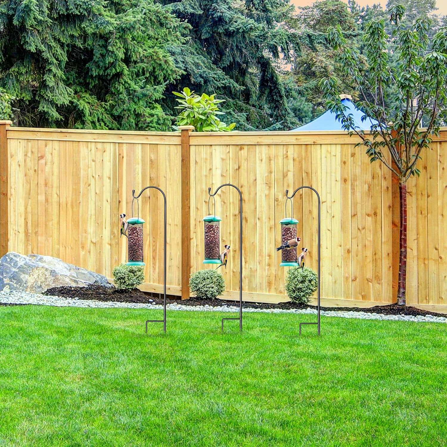 Sorbus® Shepherd's Hooks - Set of 4 Extendable Garden Planter Stakes for Bird Feeders, Outdoor Décor, Plants, Lights