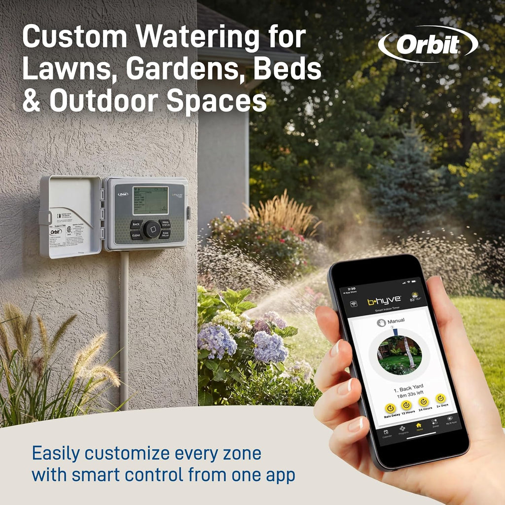 Orbit B-hyve Smart Indoor/Outdoor Sprinkler Controller - 12-Zone - App Controlled Smart Controller with Custom