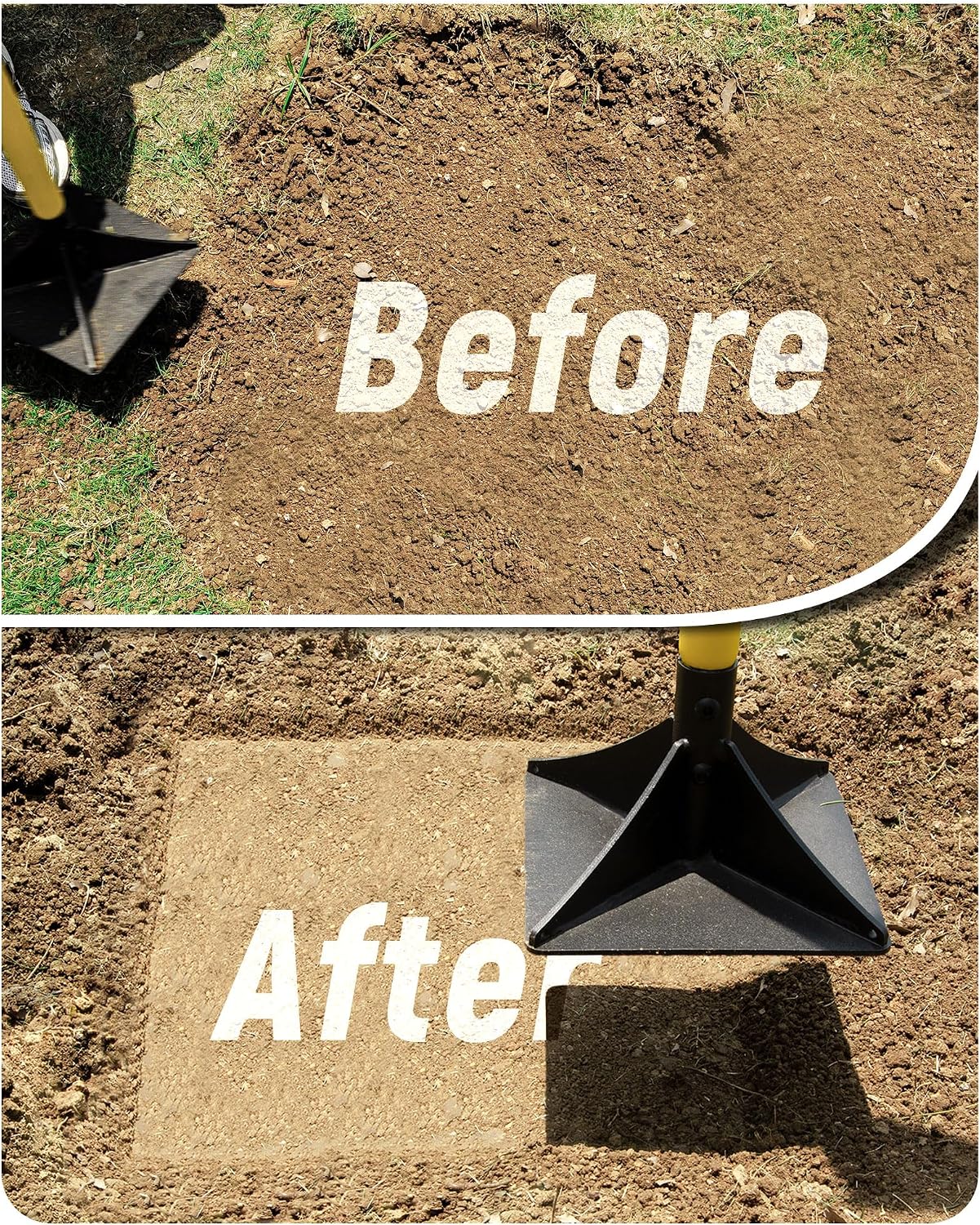 10"x10" Steel Tamper with 48" Handle, Heavy Duty Hand Compactor Tool for Leveling Soil, Gravel, Sand, Asphalt, Ground