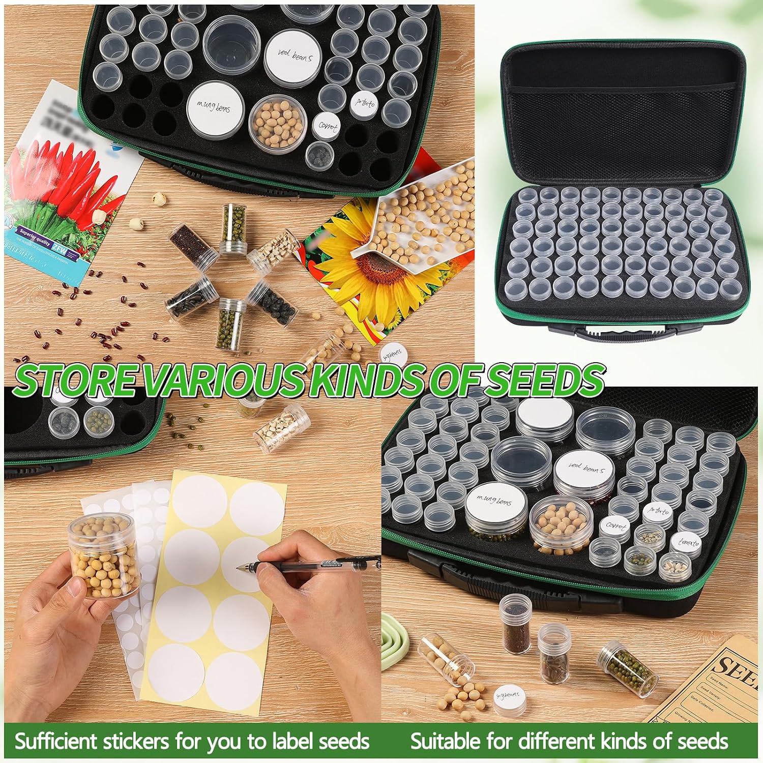 Seed Storage Box, Portable Seed Saving Box, Sturdy Seed Organizer Kit Seed Envelopes Funnel Label, Seed Container for